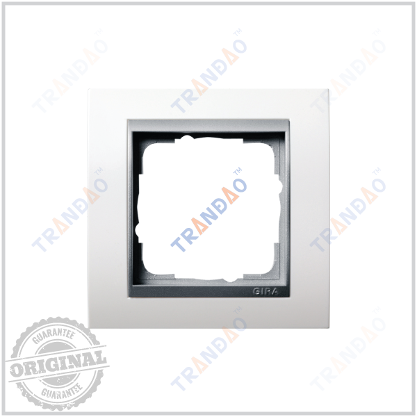 khung đơn event trắng nhám pure white matt gira viền trong màu nhôm aluminium 021171
