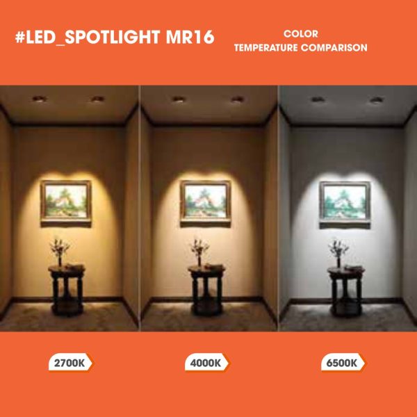 Bóng LED MR16 6.5W OSRAM lắp đặt trong không gian phòng khách, chiếu sáng mạnh mẽ, tiết kiệm năng lượng và nâng cao vẻ đẹp cho không gian sống