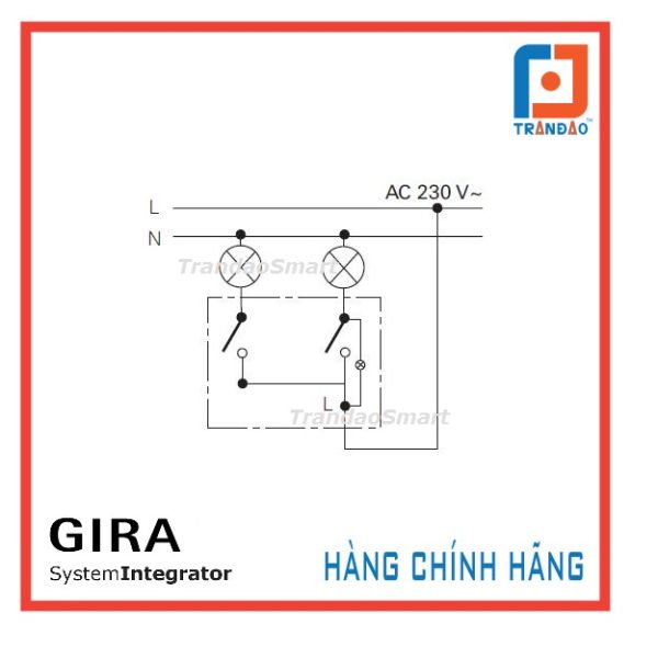 sơ đồ đấu nối của Công tắc đôi một chiều Gira – Giải pháp điều khiển đèn hiệu quả và bền bỉ