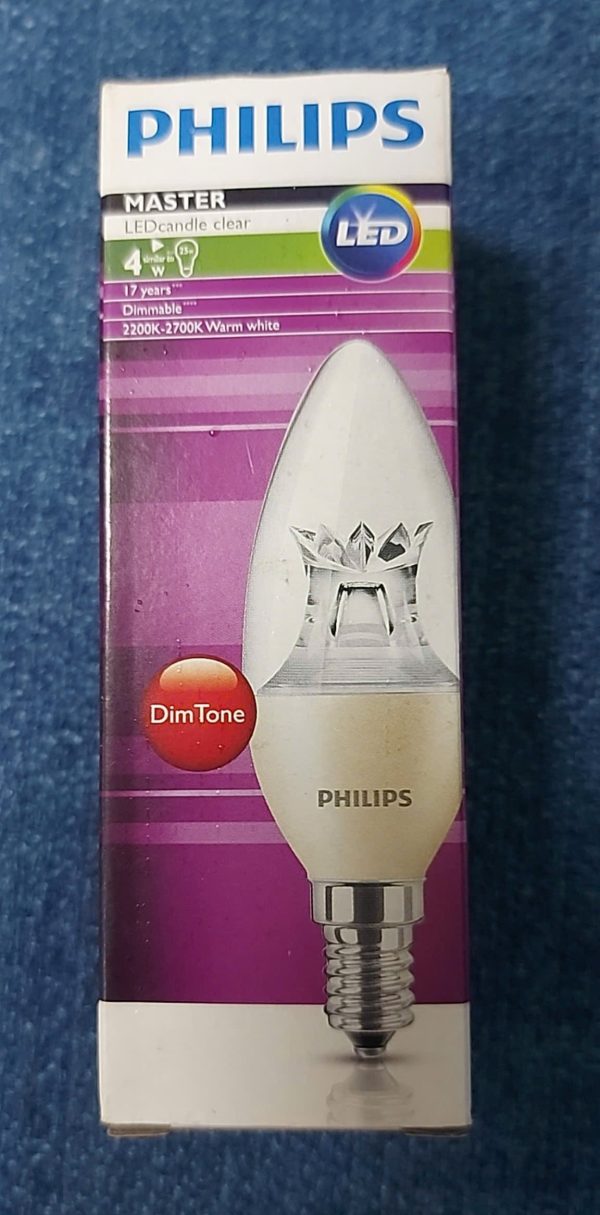 Hộp bóng đèn LED nến Philips 4-25W E14 dimmable chính hãng với thông tin chi tiết